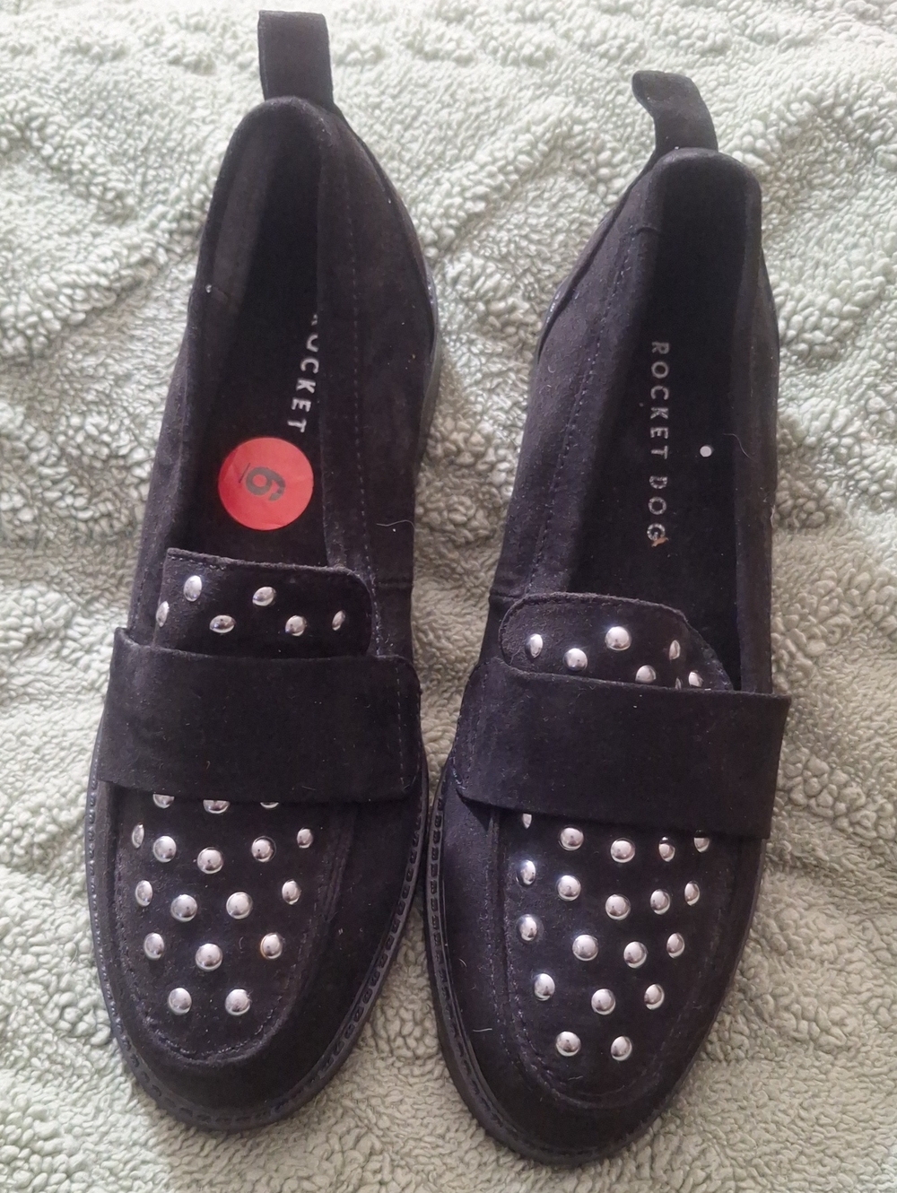 Rocket Dog Black Suede Studded Slip-On Loafers